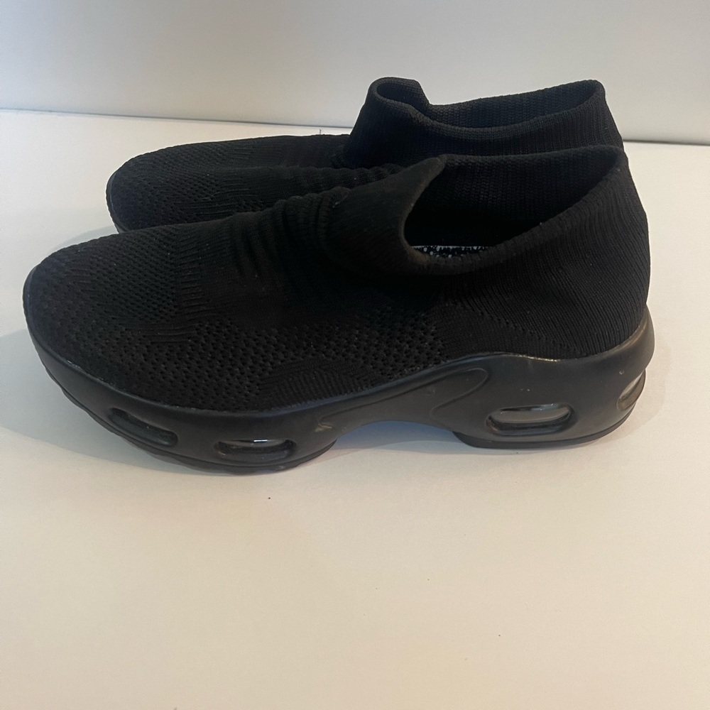 Black Knit Slip-On Sneakers